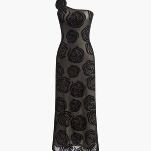Jacquard Floral Asymmetrical Long Dress